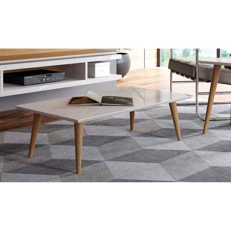 Utopia 17.52" High Rectangle Coffee Table with Splayed Legs - Off-White