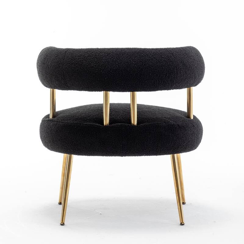 SEYNAR Modern Glam Upholstered Comfy Open-Back Accent Vanity chair with Golden Legs