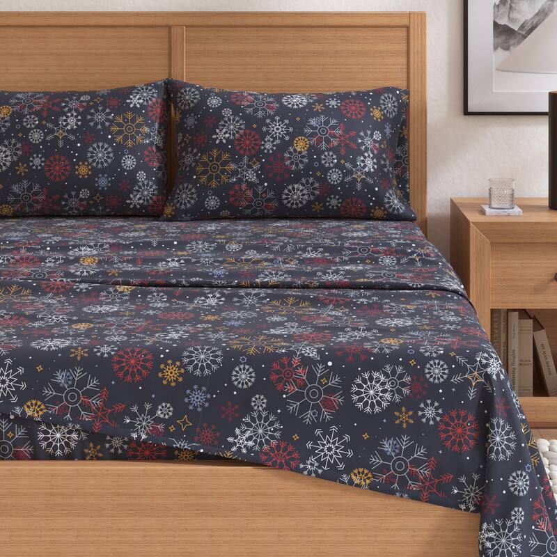 Linery & Co. Ultra-Soft Turkish Cotton Flannel Holiday Print Sheet Set