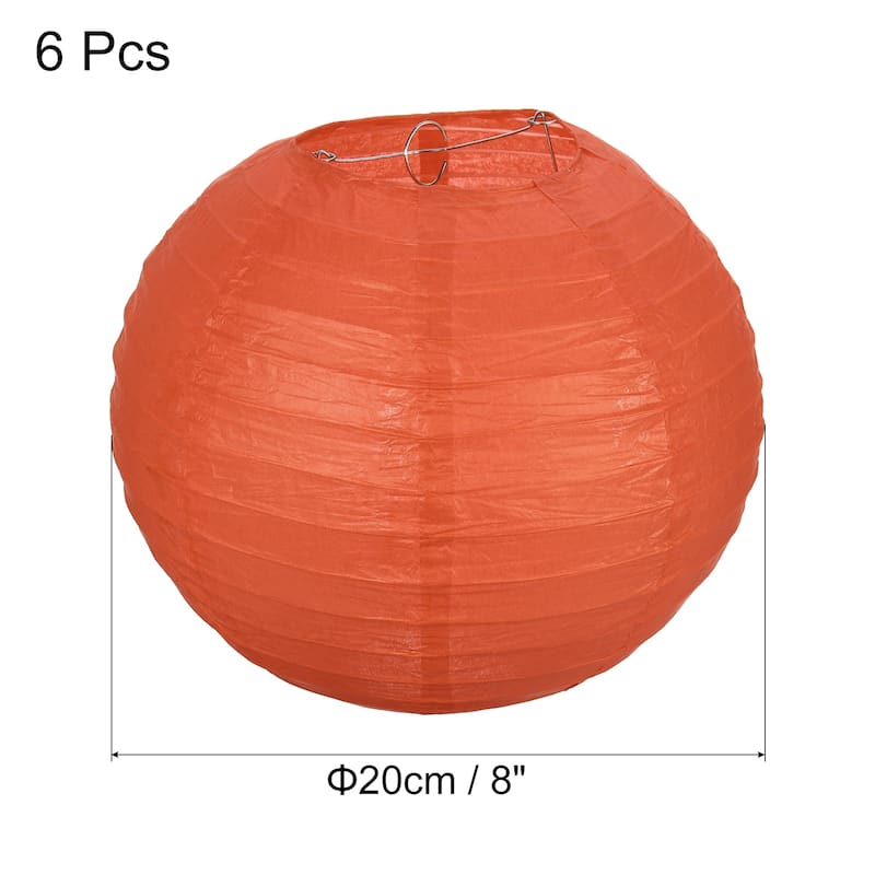6pcs 8 Inch Folding Hanging Paper Lanterns for Wedding Home Party - Orange