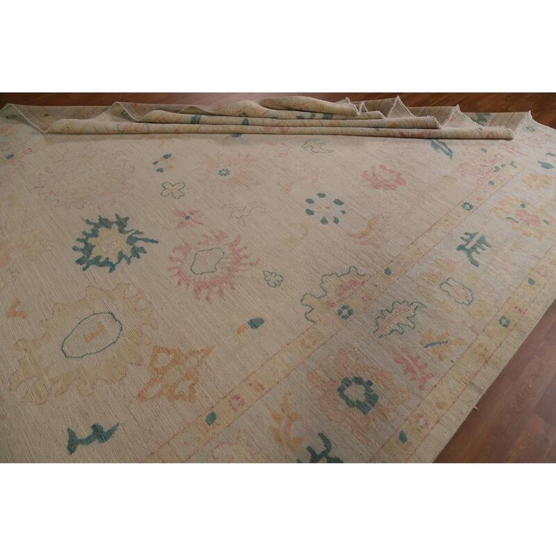 Floral Oushak Turkish Area Rug Handmade Vegetable Dye Wool Carpet - 8'10"x 11'10"