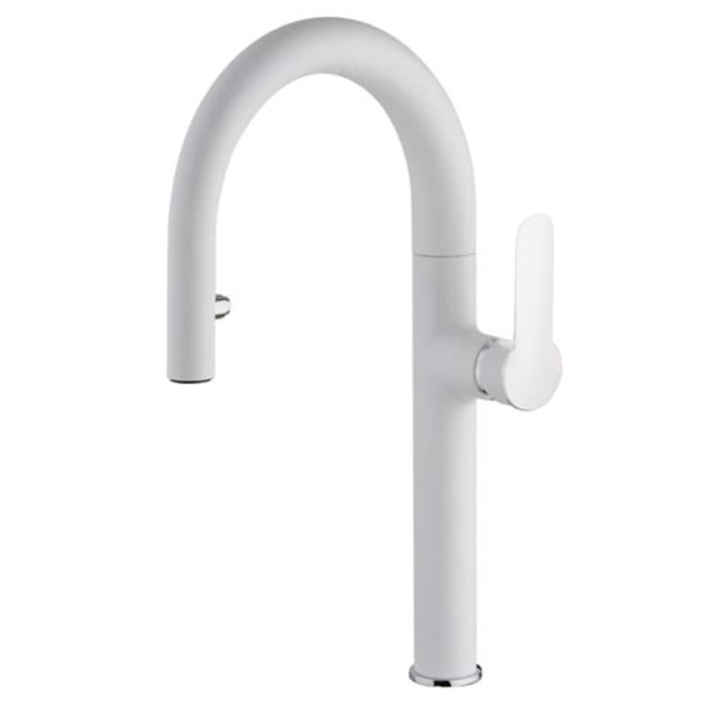 LaToscana Nove Single Handle Pull-Down Spray Kitchen Faucet - White Metallic