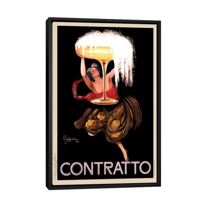 iCanvas "Contratto Alcoholic Beverages Vintage Print" by Top Art Portfolio Framed Canvas Print - Black - 40x26