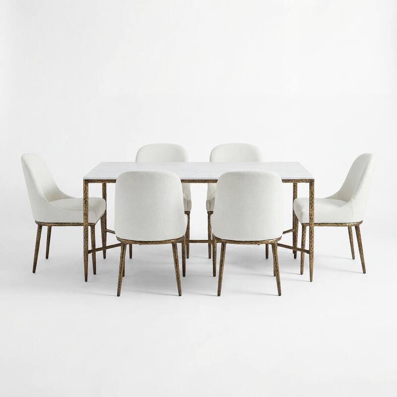 Christopher Knight Home - 7-Piece Industrial Metal Top Dining Set with Upholstered Chairs