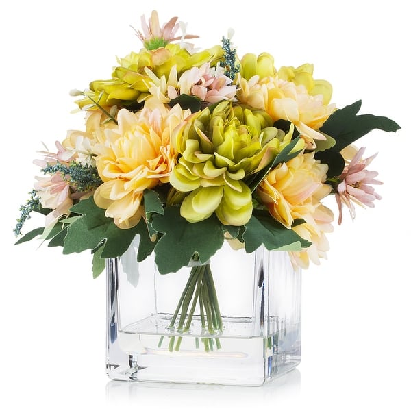 Enova Home Artificial Silk Daisy and Mixed Fake Flowers Arrangement in