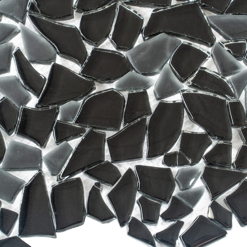 Apollo tile 11" x 11" Bijou Glossy Matte Black Glass Tile (4.36 sq ft/case) - 5 Pack