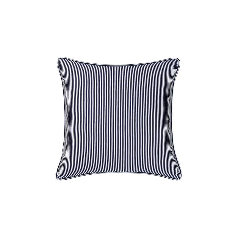 Brooklyn Loom Pinstripe 20x20 Decorative Pillow with Removable Cover - White/Navy