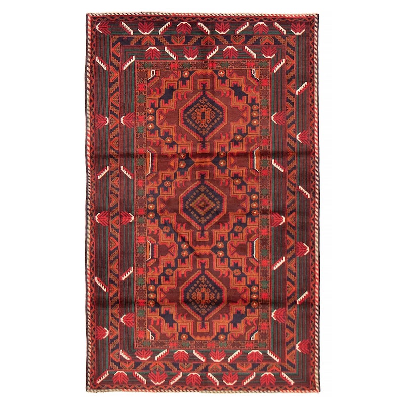 Teimani Red Rug 3'10" x 6'3" - 3'10 x 6'3 - Red - 3'10 x 6'3