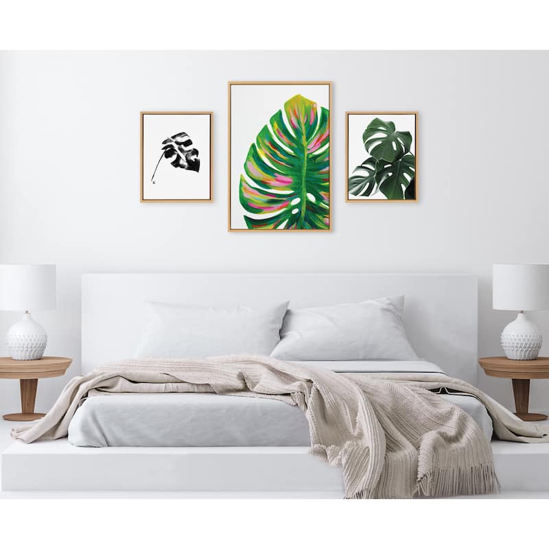 Kate and Laurel Sylvie Monstera Framed Canvas Art Set by Various Artists