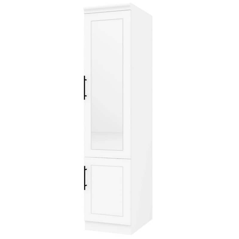 HomeRoots 71" White Wood Mirrored Two Door Combo Dresser