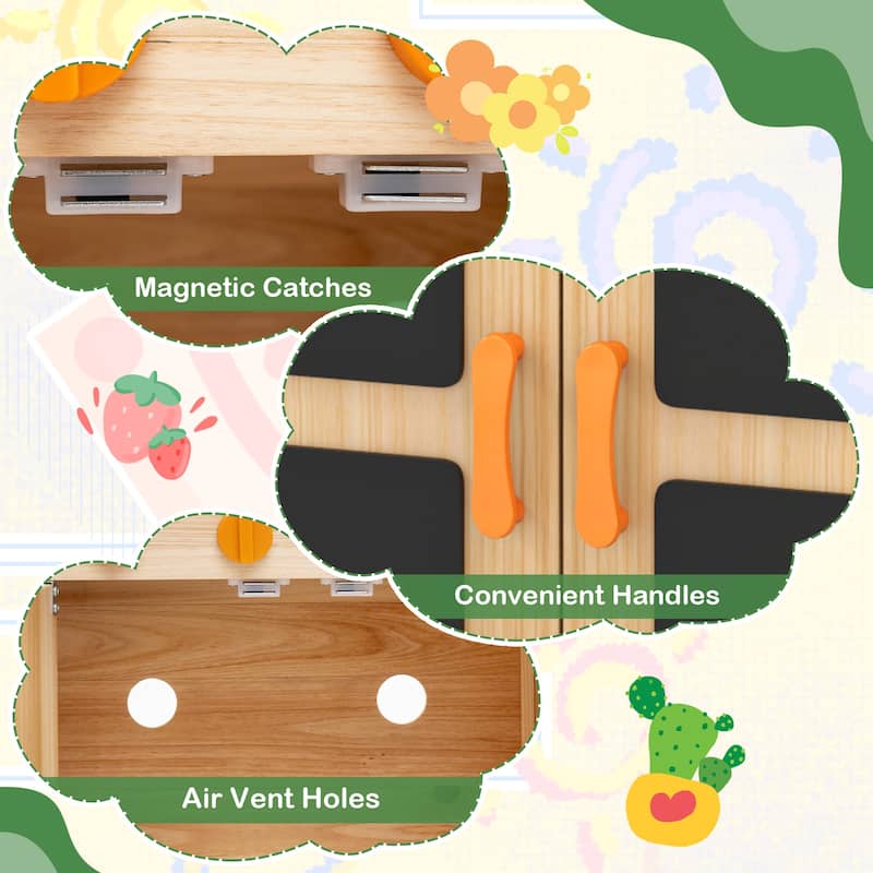 Gymax Kids Mud Kitchen Outdoor Wooden Pretend Play Kitchen w/ 4