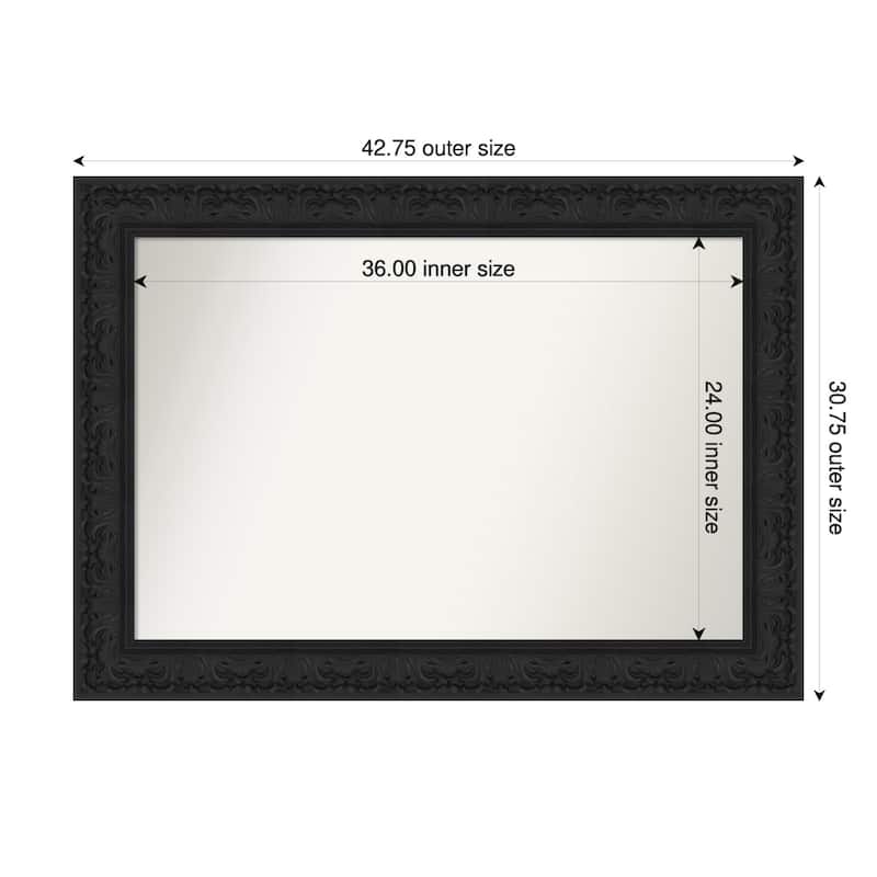 Luxe Non-Beveled Framed Bathroom Vanity Wall Mirror - 43 x 31 in - Luxe Black