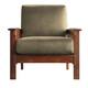 Hills Mission-Style Oak Accent Chair by iNSPIRE Q Classic - Olive Microfiber