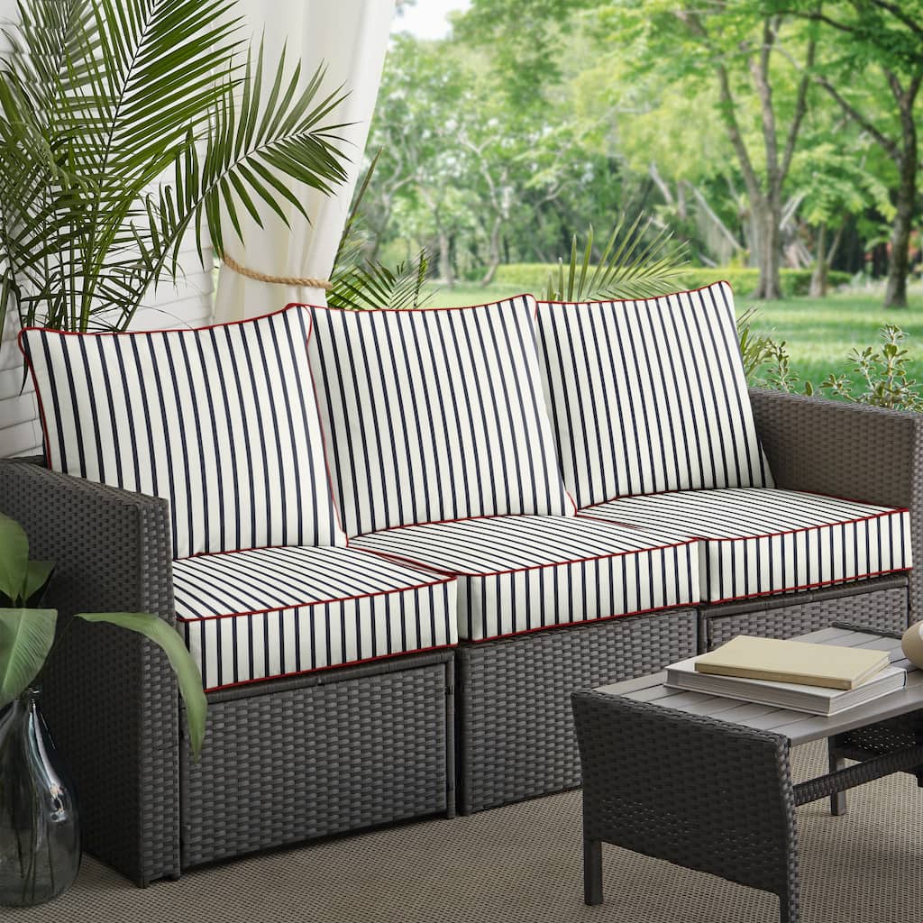 Sunbrella Lido Indigo 6-piece Indoor/ Outdoor Deep Seating Cushion Set