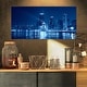 preview thumbnail 11 of 15, Designart 'Blue Chicago Skyline Night' Cityscape Photo Large Canvas Print - Blue 32 in. wide x 16 in. high - 1 Panel