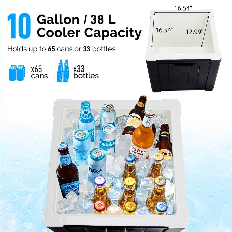 Portable 10 Gallon Ice Cooler Side Table For Camping Pool - 16.54'' x 16.54'' x 15.94''