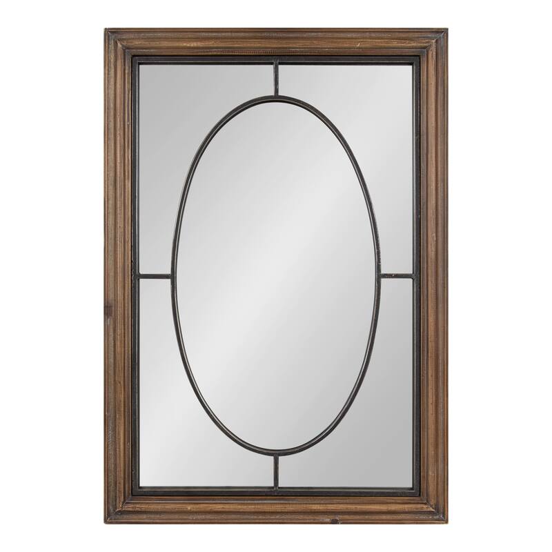 Kate and Laurel Silverthorne Wood Framed Wall Mirror - Rustic Brown - 24x34.75 - Rustic Brown