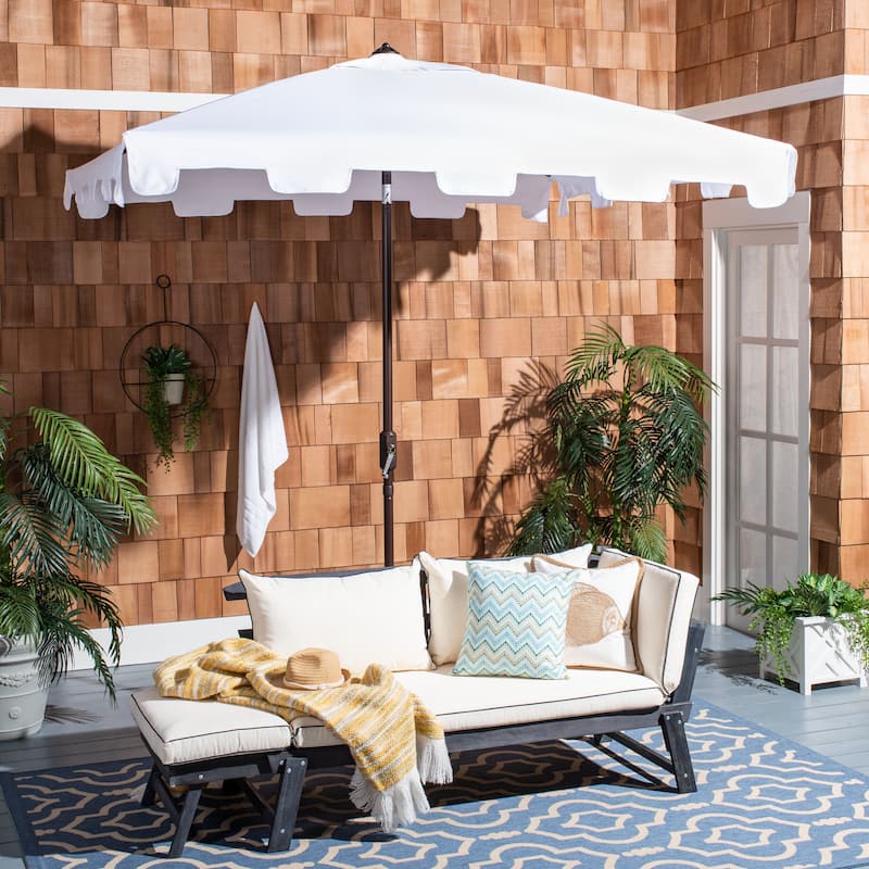 SAFAVIEH Outdoor Siena 7.5 Ft Square Market Umbrella, Base Not Included - White