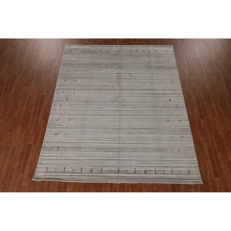 Handmade Gabbeh Indian Area Rug Hand-Knotted Wool Carpet - 8'0"x 9'11"