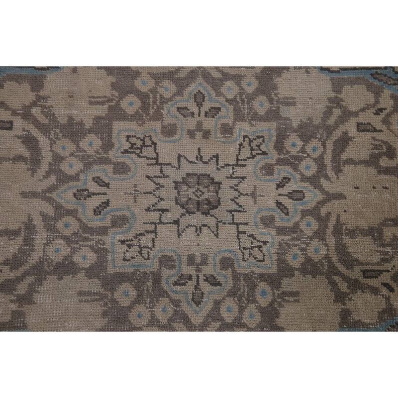 Distressed Tabriz Persian Area Rug Handmade Vintage Wool Carpet - 6'5" x 9'4"