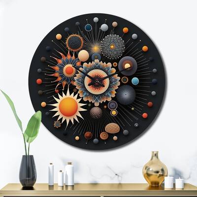 Designart "Geometry Of Spirit Spiritual Abstract V" Modern Geometric Oversized Wall Clock