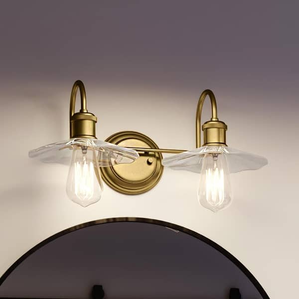 slide 2 of 7, Luxury Vintage Bath Vanity Light, 6.5"H x 16.5"W, with Farmhouse Style, Olde Brass, by Urban Ambiance