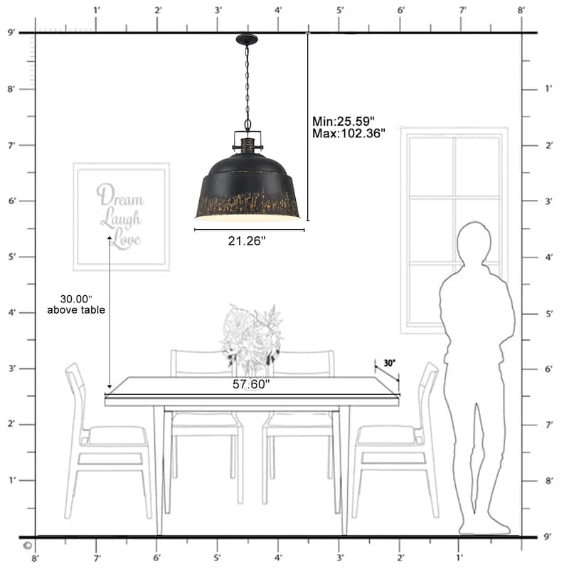 3-Light Industrial Pendant Light with Distressed Metal Dome Shade - 3-Lights