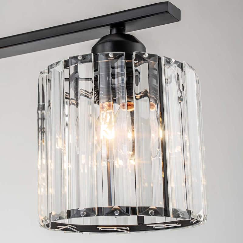 Starsky 5-Light Modern Glass Crystal Chandelier Cluster Linear Kitchen Island Light with Cylindrical Shade