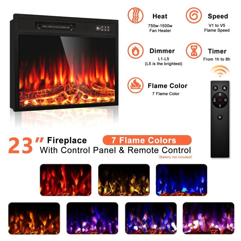 BOSSIN 36" /40" Electric Fireplace with Mantel, 23 inch Electric Fireplace Insert, TV Stand Freestanding Heater Flame Faux Stone