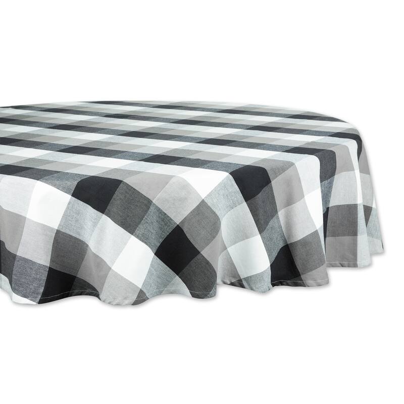 Check Round Tablecloth - 70" - Black and White