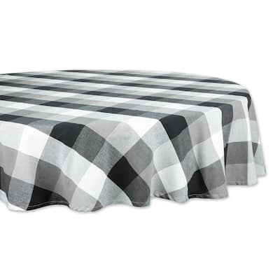 Check Round Tablecloth - 70" - Black and White