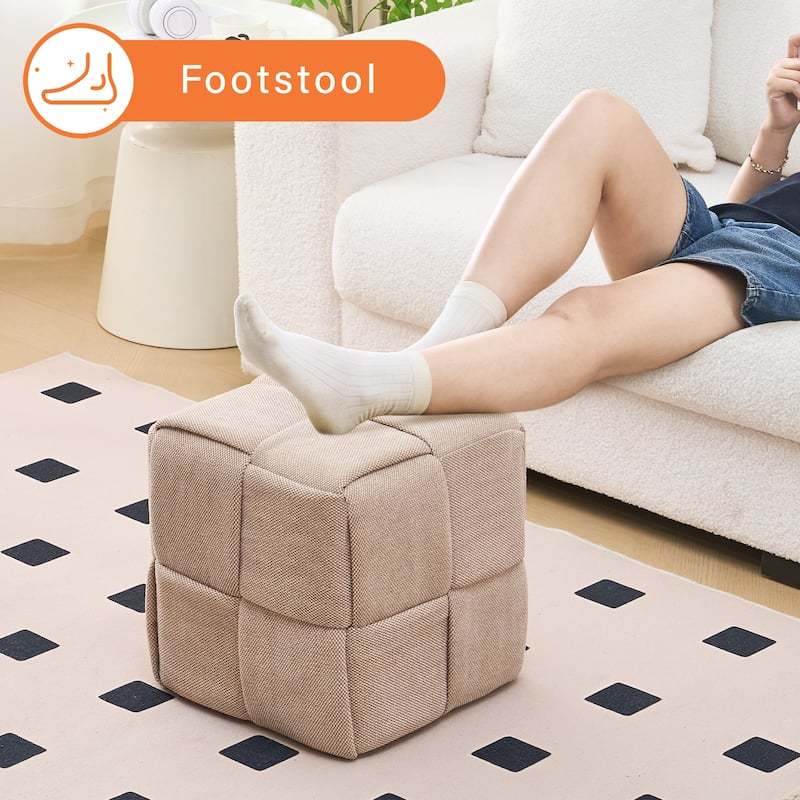 Soft Corduroy Fabric Ottoman Stool for Home Bedroom Living Room Vanity Chair Comfortable