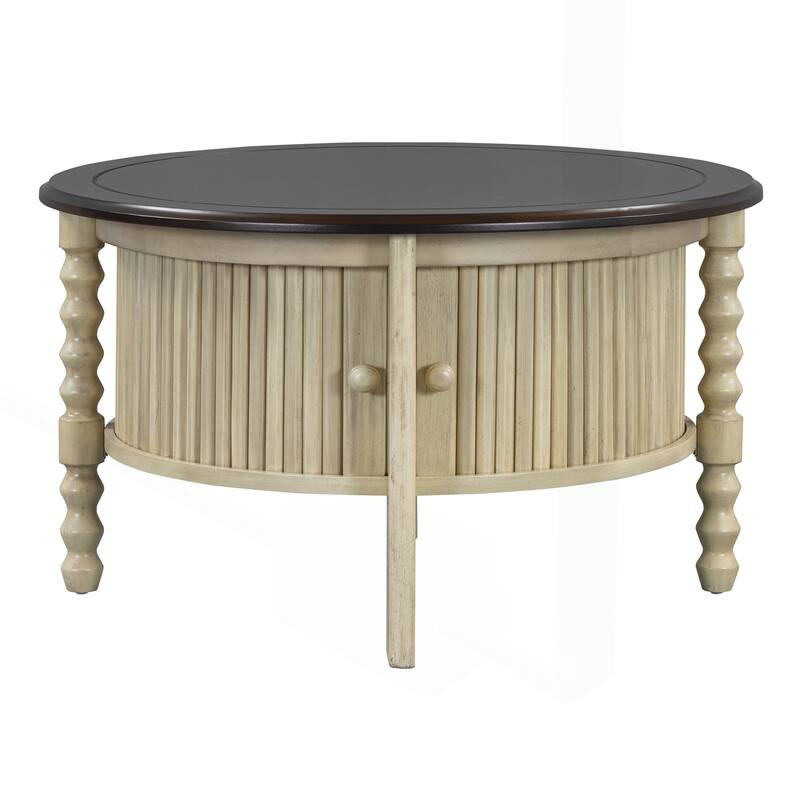 Vintage Round Coffee Table with Practical Storage for Various Rooms