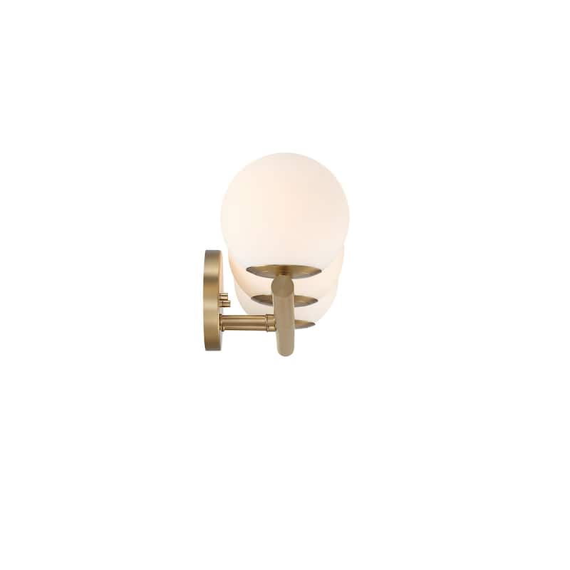 Crown Heights 25 in. 3-Light Brushed Gold Vanity LIght with White Art Glass Shades