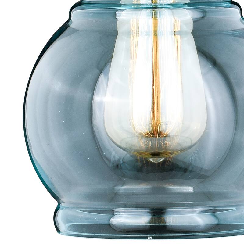 Farmhouse Jar Mini Pendant Ceiling Light with Smoke Blue Glass and Bronze Finish for Kitchen or Bar Area Decor - 144.5