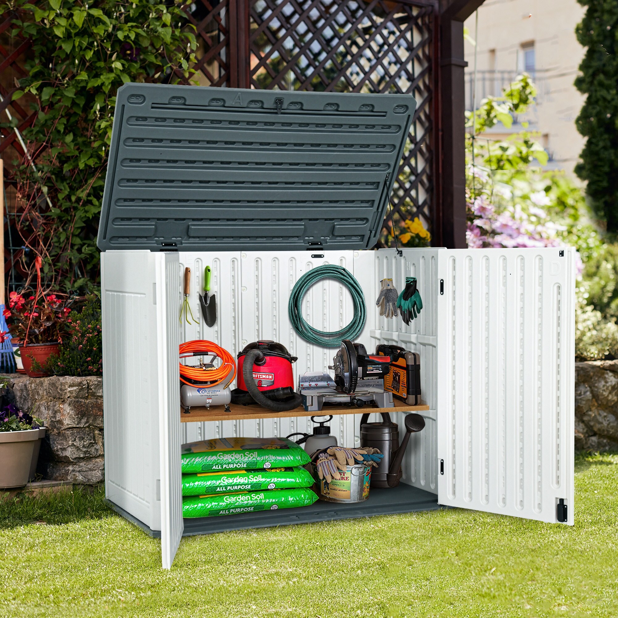 Outdoor Storage Box Store Riding Mower Outside Buy Keter