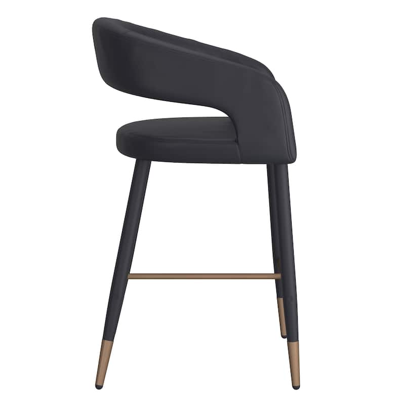 Modern Faux Leather and Metal 26" Counter Stool, Set of 4
