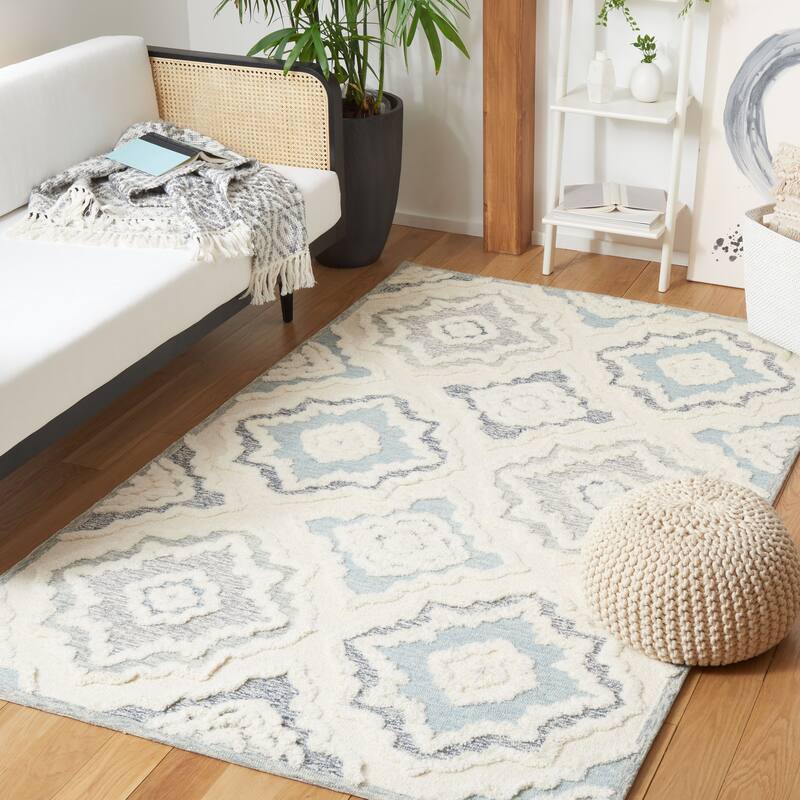 SAFAVIEH Handmade Metro Zhetchka French Country Wool Rug - 8' x 10' - Ivory/Light Blue