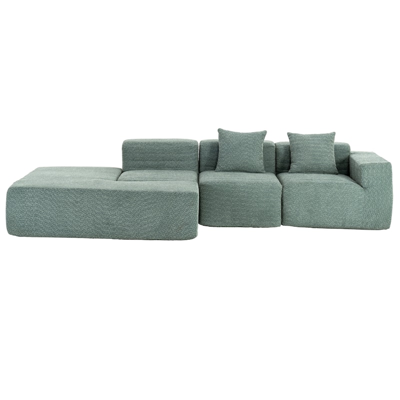 116.5" Polyester 4-Seater Sectional Sofa with Back Pillows