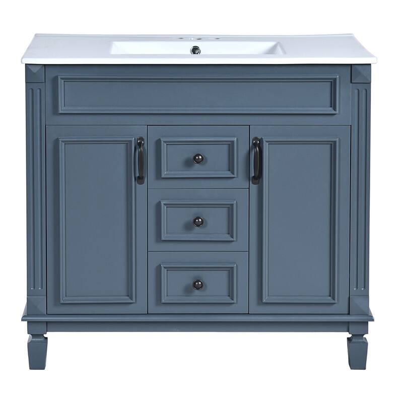 36" Bathroom Vanity with Top Sink, Modern Bathroom Storage Cabinet with 2 Soft Closing Doors and 2 Drawers