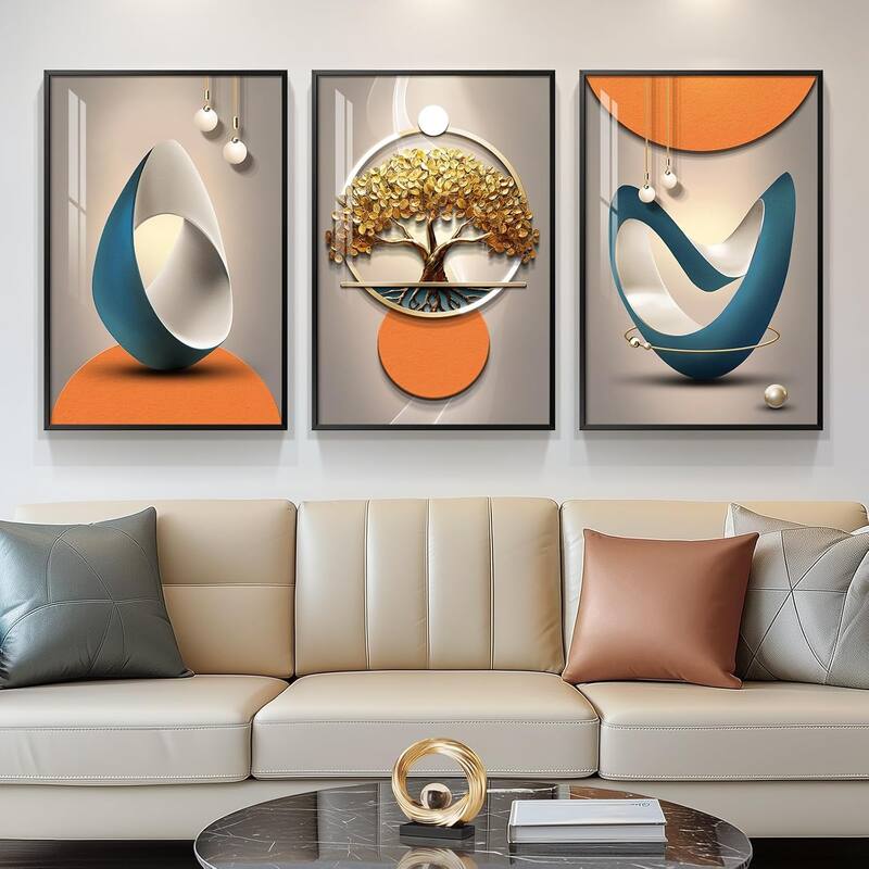 Bright Style Paintings Artwork, Set of 3 Piece Contemporary Luxury