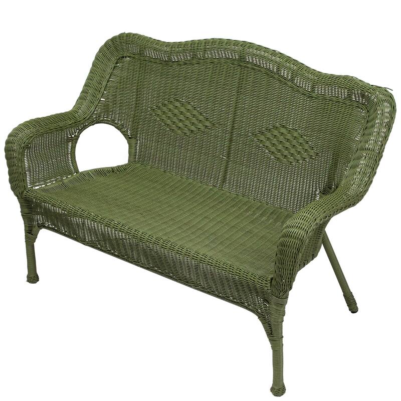 Wicker Outdoor Patio Conversation Set - Moss Green - 4pc