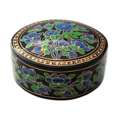 Novica Handmade Blue Grandeur Papier Mache Box