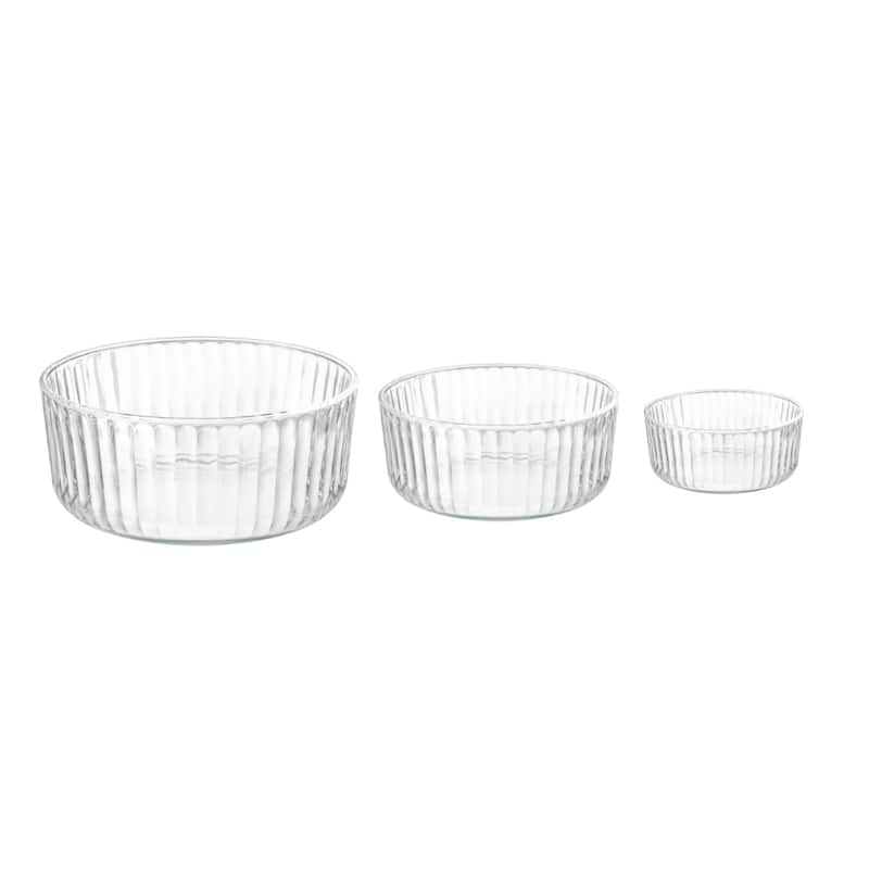 Bormioli Rocco Set of 3 Exclusiva Serving Bowls - 7" (53.75 oz), 6" (30.5 oz), and 4.75" (15.25 oz) - 7" (53.75 oz), 6" (30.5 oz), and 4.75" (15.25 oz) - Clear