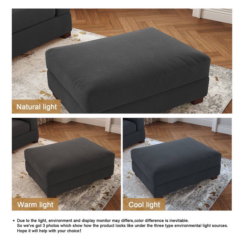 Modern Rectangle Oversized Stripe Corduroy Ottoman
