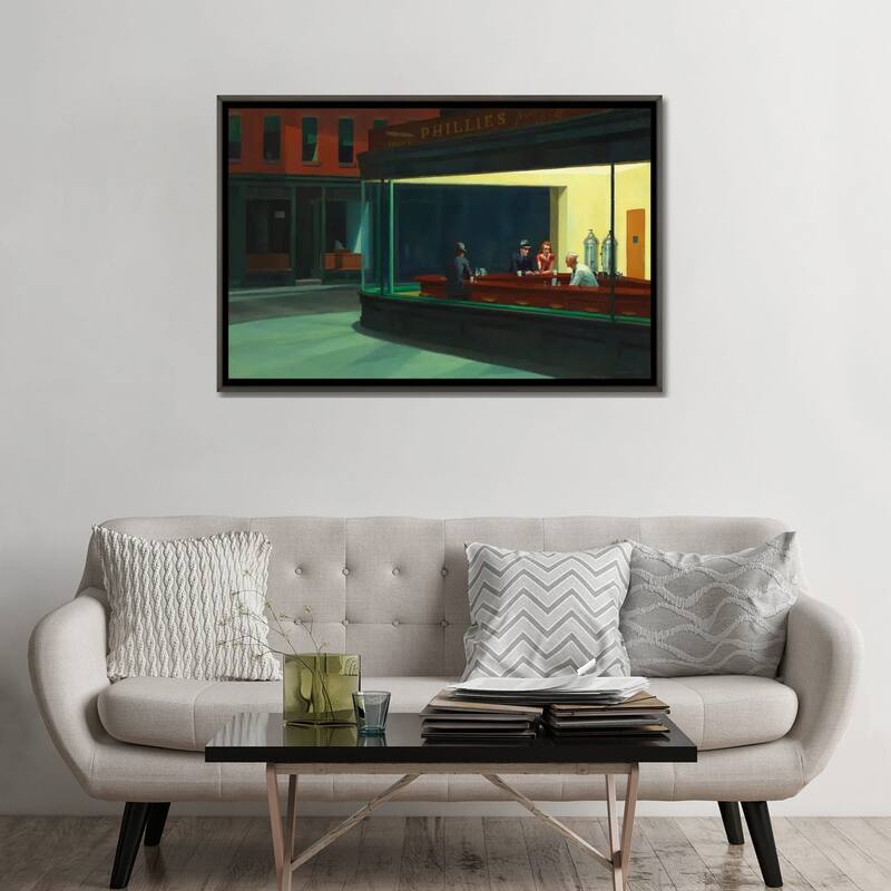 iCanvas "Nighthawks, 1942" by Edward Hopper Framed