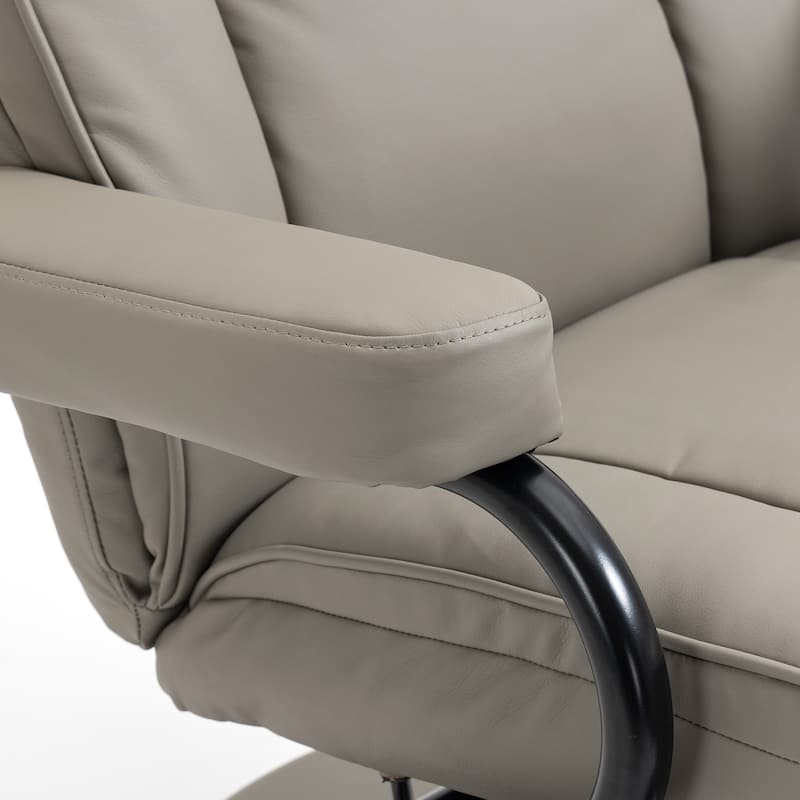 PU Leather Recliner Chair with Ottoman, Swivel and Recline - 30"W x 33"D x 40.5"H