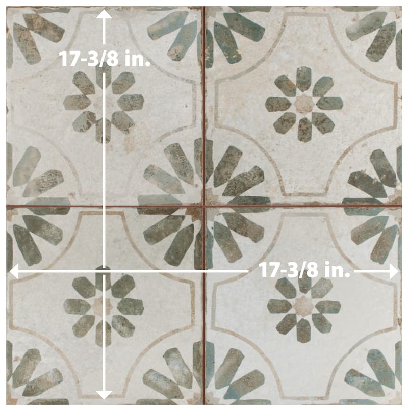 Merola Tile Kings Blume Sage 17-5/8" x 17-5/8" Ceramic Floor and Wall Tile