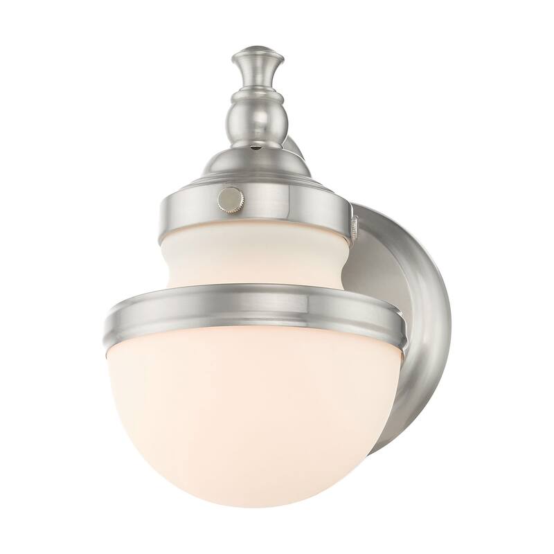 Livex Lighting Oldwick Single Light 8" Tall Bathroom Sconce with White