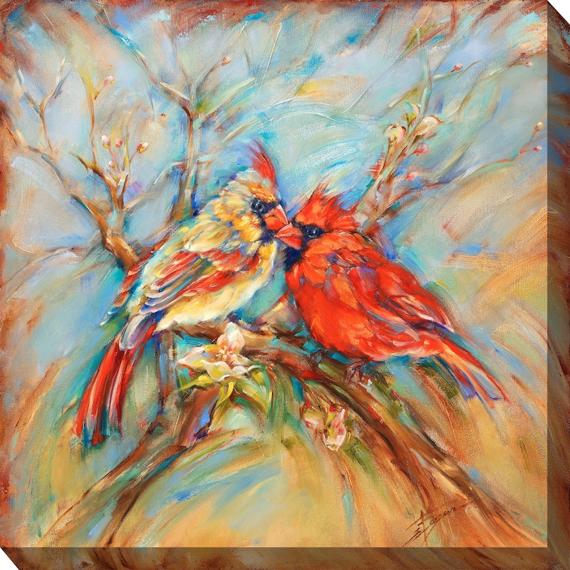 Spring Cardinals Outdoor Art 24x24